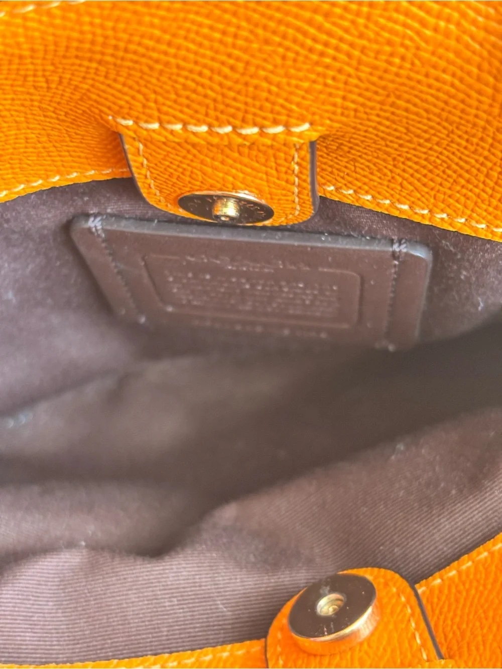 Coach Mini Lillie Carryall Satchel Bright Orange Sunbeam Crossgrain Leather Bag